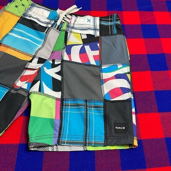 Hurley Men’s Patchwork Swim Trunks Shorts Size 32 - Picture 2 of 9